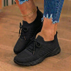 Orthopedic Knit High-Top Sneakers - Lace-Up Closure & Sock-Fit Collar