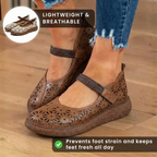 Orthopedic Leather Laser-Cut Flats - Braided Ankle Strap