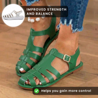 Orthopedic Leather Fisherman Sandals - Multi-Strap Buckle Closure