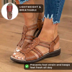 Orthopedic Leather Gladiator Slide Sandals - Celtic Knot & Studded Design