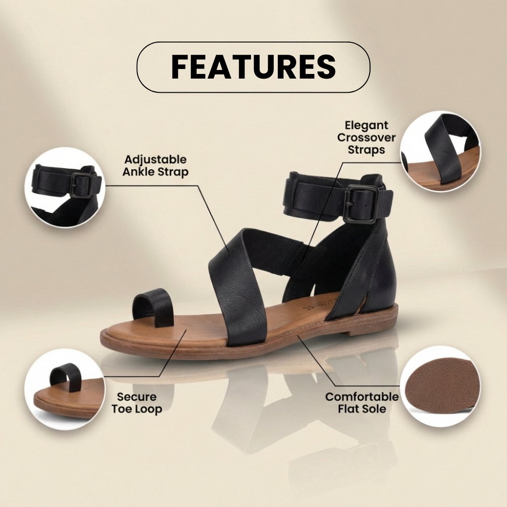 Orthopedic Suede Ankle-Wrap Gladiator Sandals - Wide Buckle Strap