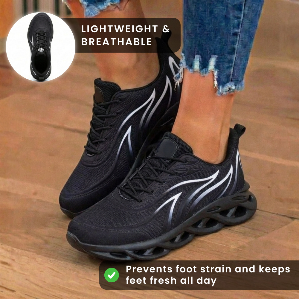 Orthopedic Mesh Athletic Sneakers - Flame Pattern & Blade Sole