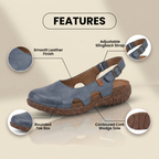 Orthopedic Leather Peep-Toe Flats - Side Cutout Detail