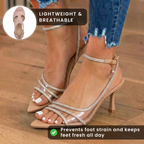 Orthopedic Metallic Slingback Heels - Crystal Rhinestone Strappy Detail