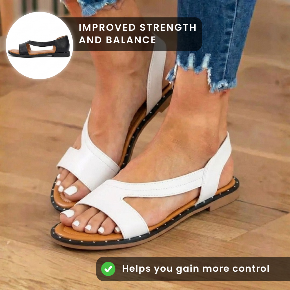 rthopedic Leather Studded Slide Sandals - Asymmetric Strap