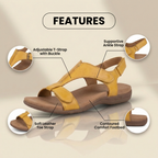 Orthopedic Leather Ankle-Strap Sandals - Contoured T-Bar Cork Footbed