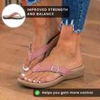 Orthopedic Fabric Thong Sandals - Buckle Detail & Contoured Footbed