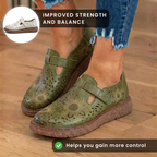 Orthopedic Leather Perforated Mary Janes - Floral Cutout T-Strap