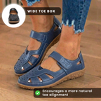 Orthopedic Leather Mary Jane Sandals - Perforated Design & Grip Sole