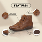 Orthopedic Leather Lace-Up Ankle Boots - Combat Style Side Zip