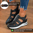 Orthopedic Leather Platform Sneaker Sandals - Cage Cutout Design