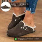 Orthopedic Suede Sherpa-Lined Clogs - Buckle Strap Closure