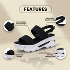 Orthopedic Sport Platform Sandals - Elastic Strap & Contrast Sole