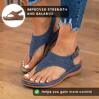 Orthopedic Leather T-Strap Sandals - Quilted Pattern & Contrast Stitching