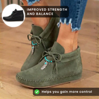 Orthopedic Leather Moccasin Boots - Feather Charm Lace-Up