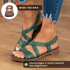 Orthopedic Leather Gladiator Sandals - Cross-Strap Ankle Buckle