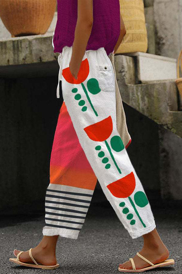 Fitted, loose-fitting pants