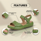 Orthopedic Leather Perforated Sandals – Adjustable Ankle Strap
