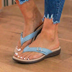 Orthopedic Fabric Thong Sandals - Buckle Detail & Contoured Footbed