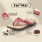 Orthopedic Fabric Thong Sandals - Buckle Detail & Contoured Footbed