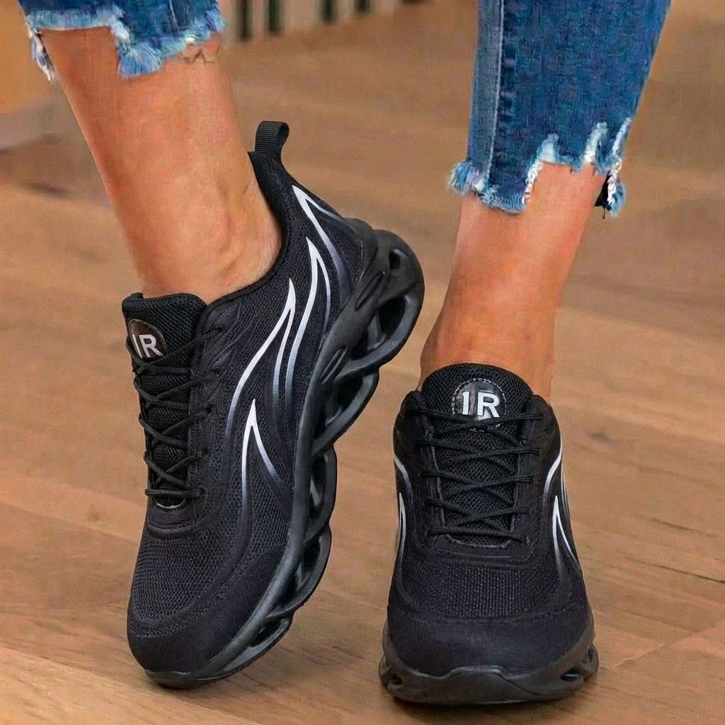 Orthopedic Mesh Athletic Sneakers - Flame Pattern & Blade Sole