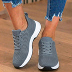 Orthopedic Knit Athletic Sneakers - Wave Pattern & Cushioned Sole