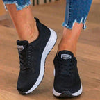 Orthopedic Mesh Running Sneakers - Breathable Knit Pattern & Contrast Trim