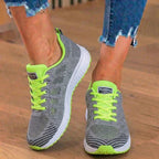 Orthopedic Mesh Running Sneakers - Breathable Knit Pattern & Contrast Trim