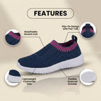 Orthopedic Knit Slip-On Sneakers - Ribbed Collar Design & Breathable Mesh Upper