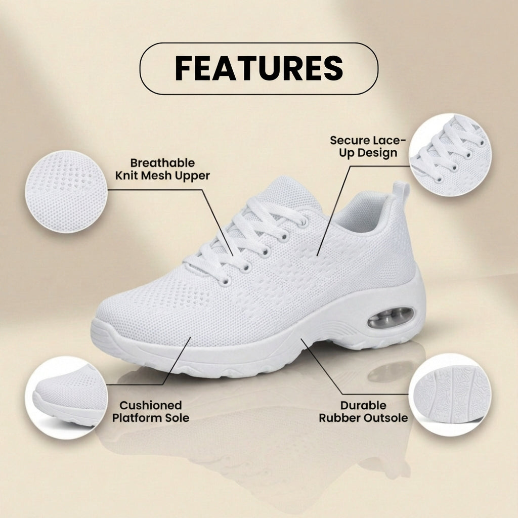 Orthopedic Mesh Athletic Sneakers - Air Cushion Heel & Lightweight Design
