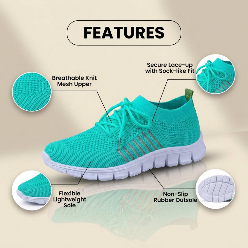 Orthopedic Knit Sneakers - Breathable Mesh Design & Slip-On Comfort