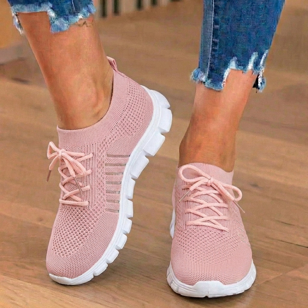 Orthopedic Knit Sneakers - Breathable Mesh Design & Slip-On Comfort