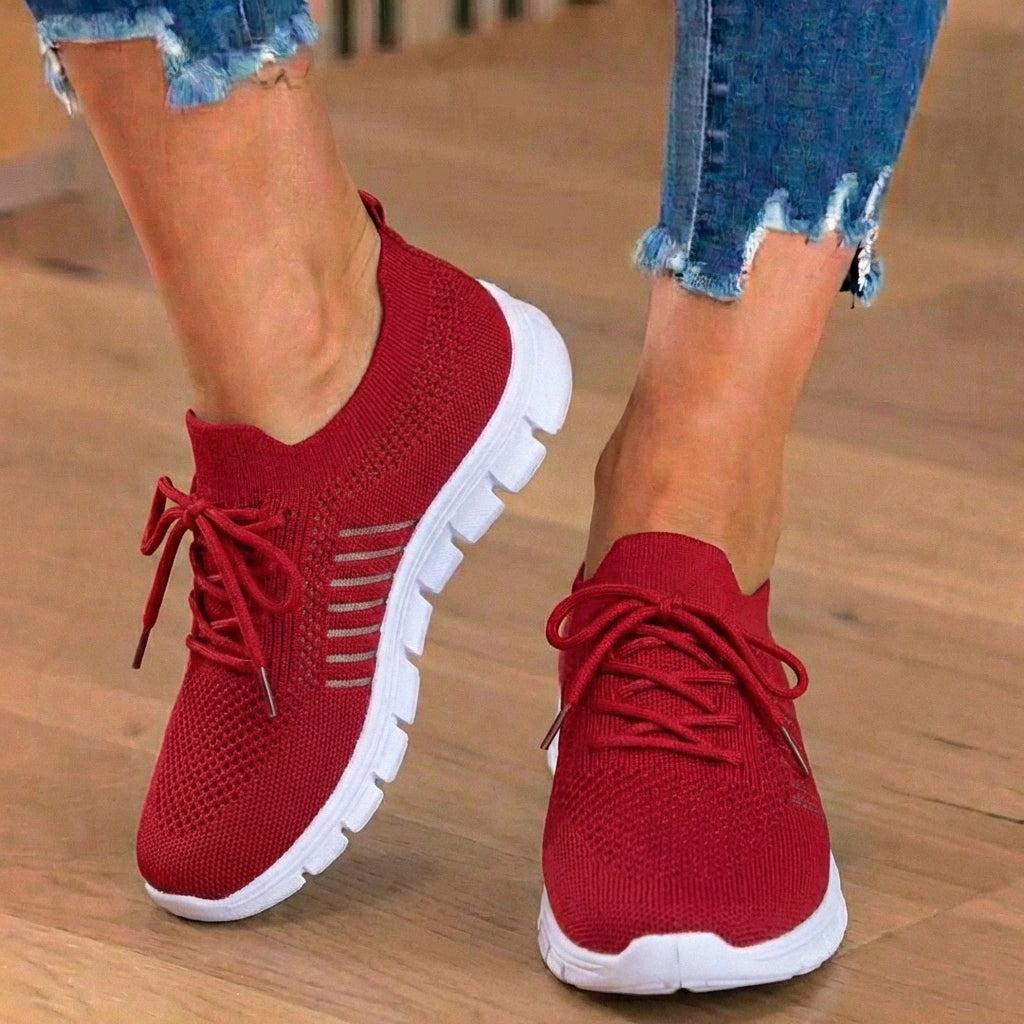 Orthopedic Knit Sneakers - Breathable Mesh Design & Slip-On Comfort