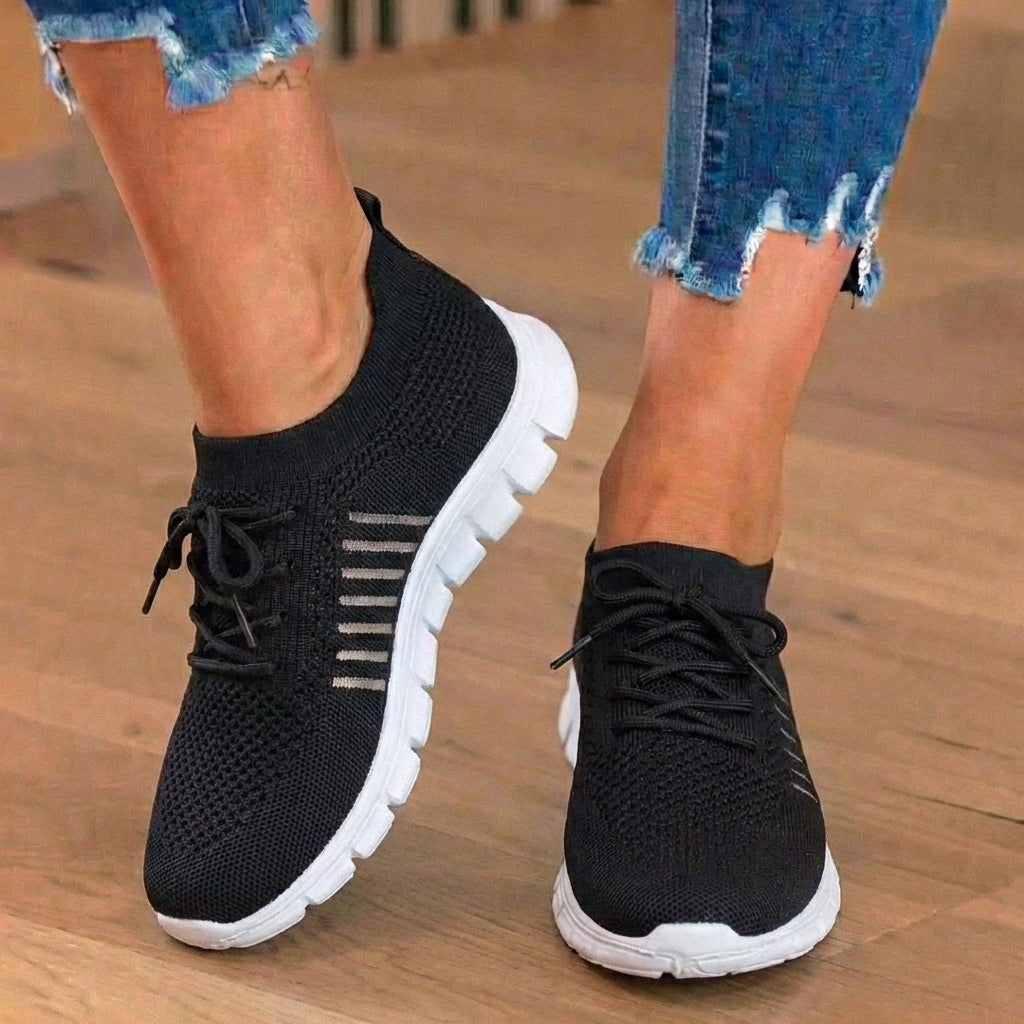 Orthopedic Knit Sneakers - Breathable Mesh Design & Slip-On Comfort