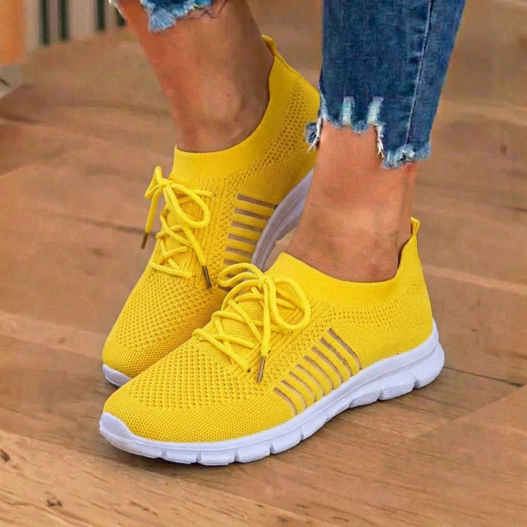 Orthopedic Knit Sneakers - Breathable Mesh Design & Slip-On Comfort