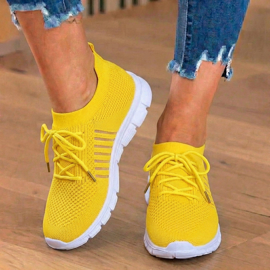 Orthopedic Knit Sneakers - Breathable Mesh Design & Slip-On Comfort