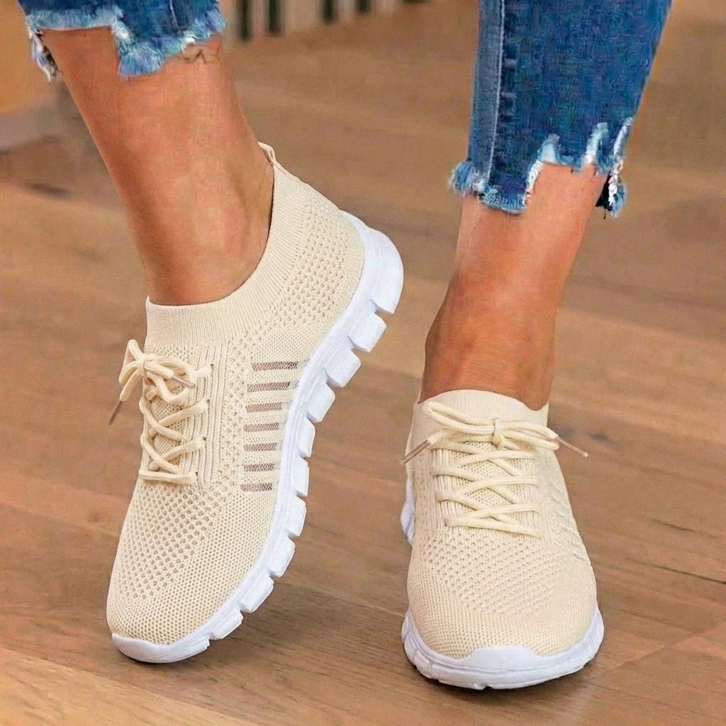 Orthopedic Knit Sneakers - Breathable Mesh Design & Slip-On Comfort
