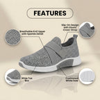 Orthopedic Knit Slip-On Sneakers - Rhinestone Embellished & Adjustable Strap