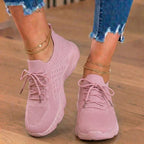 Orthopedic Knit High-Top Sneakers - Lace-Up Closure & Sock-Fit Collar