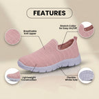 Orthopedic Knit Slip-On Sneakers - Striped Textured Design & Laceless Convenience