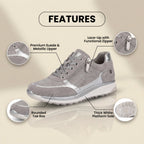 Orthopedic Suede Wedge Sneakers - Rhinestone Embellished Design & Hidden Height Boost