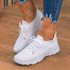 Orthopedic Knit High-Top Sneakers - Lace-Up Closure & Sock-Fit Collar