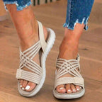 Orthopedic Mixed-Material Sandals - Crossover Straps & Dual-Tone Design