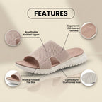 Orthopedic Knit Slide Sandals - Wide Cutout Band Design & Breathable Mesh Construction