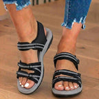 Orthopedic Fabric Sport Sandals - Multi-Strap Design & Braided Trim Accents