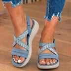 Orthopedic Knit Sandals - Chevron Pattern Straps & Multi-Strap Support System