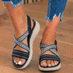 Orthopedic Knit Sandals - Chevron Pattern Straps & Multi-Strap Support System
