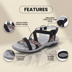 Orthopedic Textile Sandals - Bohemian Strappy Design & Geometric Trim Detail