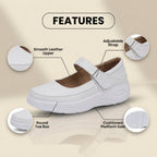 Orthopedic Leather Mary Jane Shoes - Adjustable Strap Closure & Platform Comfort Sole