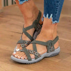 Orthopedic Textile Sandals - Bohemian Strappy Design & Geometric Trim Detail